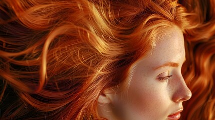 Naklejka premium Close-up portrait of a beautiful redheaded woman