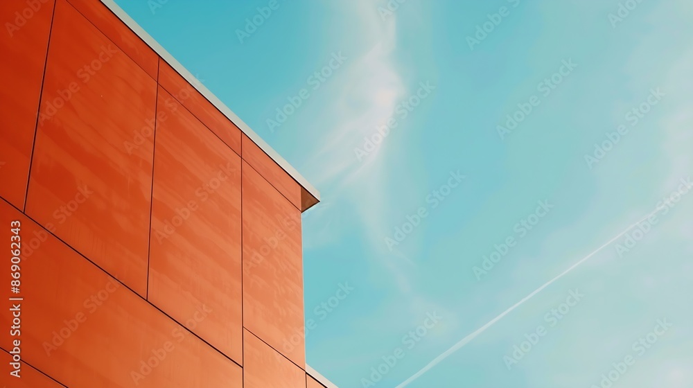 Aufkleber wall of a modern building on a background of blue sky abstract architectural background : generative