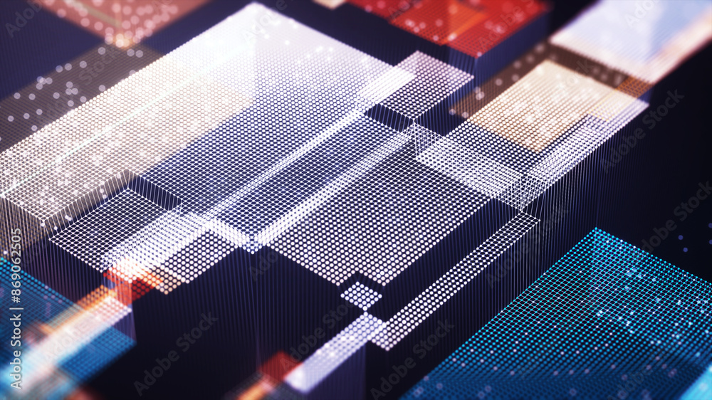 Poster big data technology background. motion of digital data flow. transferring of big data. artificial in