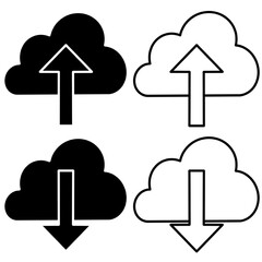 Cloud download and upload icon. Upload download cloud arrow. flat style. Download cloud computing outline and filled vector sign. Download symbols.