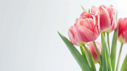 Fototapeta premium Spring tulip flowers bunch isolated white : Generative AI