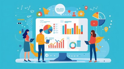 Team of marketers analyzing customer demographics., clean background, Photo stock style, clean background, no copyrighted logo, no letters