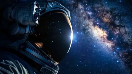 Astronaut in space with stars in the background.