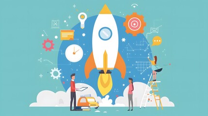 Entrepreneurial team planning a product launch campaign., clean background, Photo stock style, clean background, no copyrighted logo, no letters