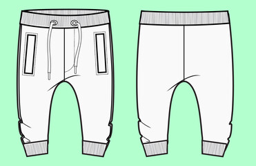 Boyswear cuff jogger Fashion Flat Sketch