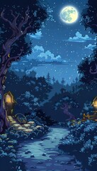 Night Landscape on Forest