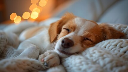 Obraz premium dog sleeping on the bed