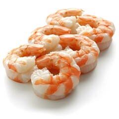 Cooked Shrimp on a White Background