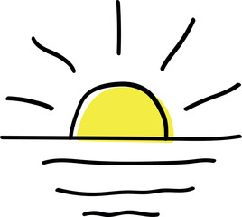 Hand-Drawn Sunrise Over Water