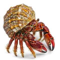 Caribbean Hermit Crab on white background