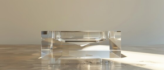 Clear acrylic pedestal with neutral background, modern design, transparent sophistication