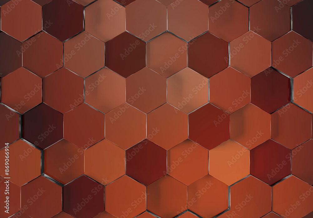 Aufkleber Colorful glossy hexagons background pattern. Abstract hexagonal gradient texture. 3D rendering