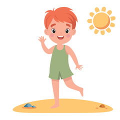 A cute little boy in a bathing suit. Vector illustration