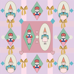  Christmas's Santa seamless pattern with color, abstract geometric background