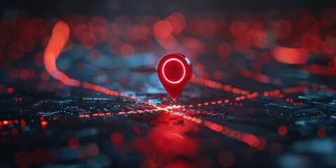 Animated 3D locator pin sprite with rotating location point for map navigation or destination indication.