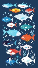 Colorful fish swim in vibrant underwater scene