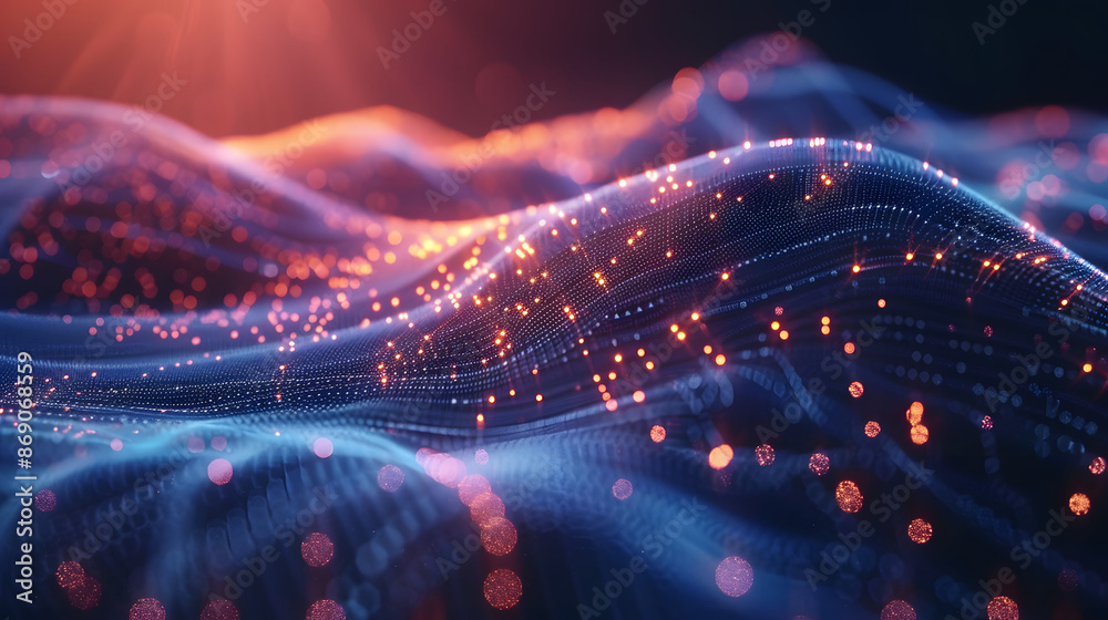 Aufkleber abstract technology background with connection lines and dots. 3d rendering, abstract digital backgr
