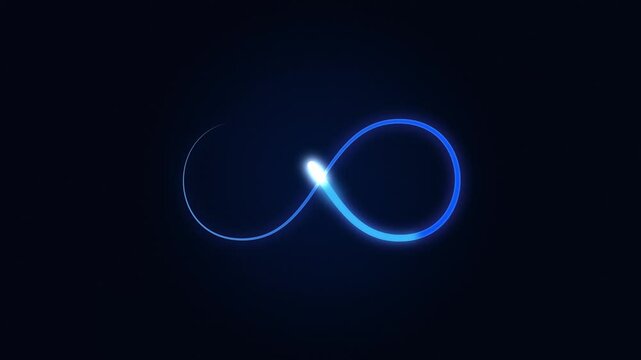 Loop is a glowing blue infinity sign. background motion animation