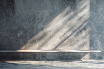 Minimalist Concrete Shelf with Sunlight