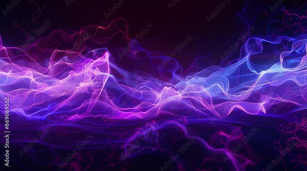 Leinwandbilder abstract waves shape glowing in ultraviolet spectrum background for banner backdrop or texture for 3