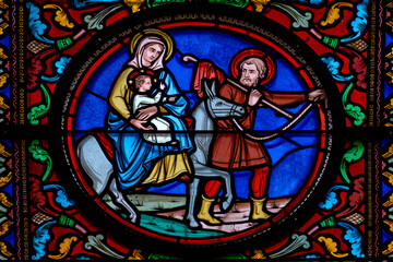 Holy family, flight to Egypt. Sainte famille, la fuite en Egypte.