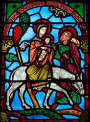 Holy family, flight to Egypt. Sainte famille, la fuite en Egypte.