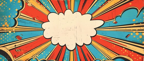 Retro comic cover background on a superhero-themed birthday card, blank space for a custom birthday message, nostalgic design