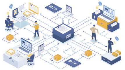 Automated Document Workflow Systems, Depict the efficiency of automated document workflow systems with an image showcasing automated processes such as document routing and approval