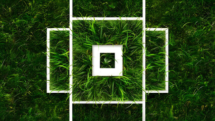 Border frame with grass. Ai Generated.