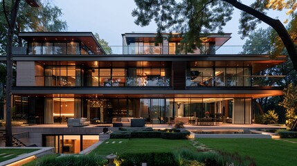 Fototapeta premium Elegant urban residence with contemporary fa√ßade.