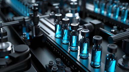 Naklejka premium rows of tubes in laboratory，Medicinal solution