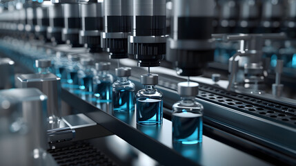 rows of tubes in laboratory，Medicinal solution
