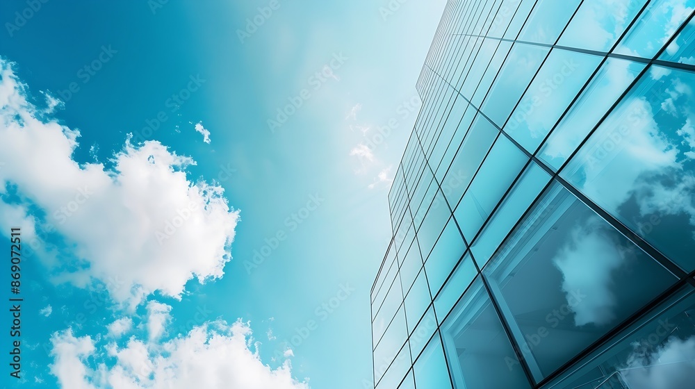 Poster wall of a modern building on a background of blue sky abstract architectural background : generative