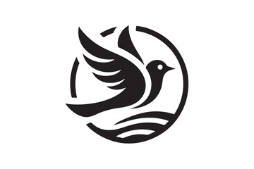 Bird silhouette vector with white background