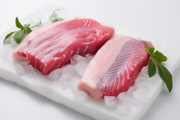 Fresh Tuna Steaks on Ice