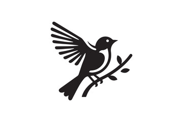 Bird silhouette vector with white background