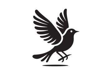 Bird silhouette vector with white background