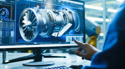 Fototapeta premium Rendered image of a turbine assembly in CAD software