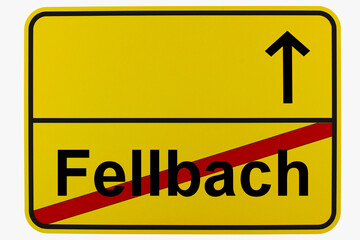 Obraz premium Illustration eines Ortsausgangsschildes von Fellbach in Baden-Württemberg 