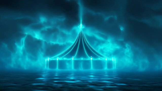 Carnival tent at night, circus concept art, creepy, dark colors, atmospheric illustration painted