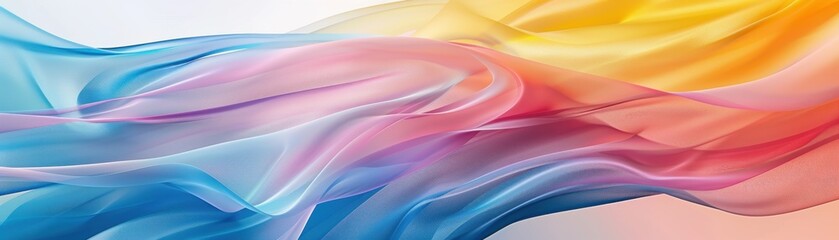 Obraz premium Vibrant abstract background with flowing waves of blue, pink, and yellow. Perfect for design projects, art, and modern aesthetics.