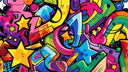 Graffiti art modern rainbow colorful style dynamic vibrant abstract background wallpaper AI generated image