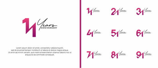 anniversary logo style set with purple color can be use for celebration moment