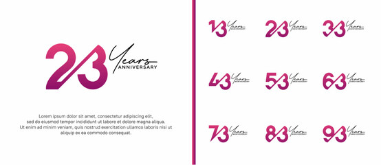 anniversary logo style set with purple color can be use for celebration moment