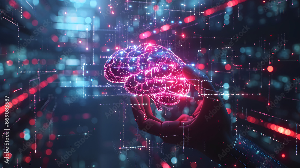 Poster learning or artificial intelligence brain system for global cyber digital transformation technology 