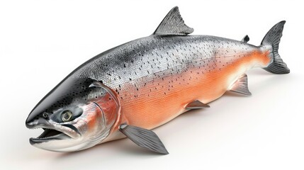 illustration of a perfectly cooked salmon fish, isolated on white, ideal for seafood menu designs.