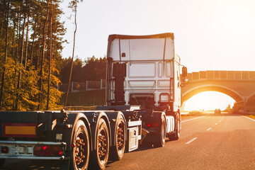 Commercial truck driving on country road