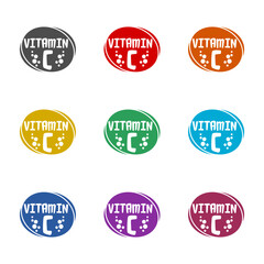 Vitamin C  icon isolated on white background. Set icons colorful