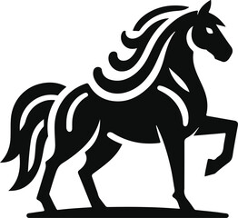 Running horse black silhouette. Vector illustration