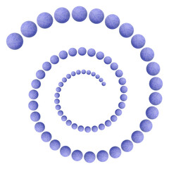 blue spiral made of beads over white background